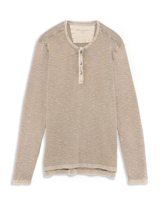 John Varvatos Memphis Waffle Henley In Fadeaway Wash Heather Grey 15 4878