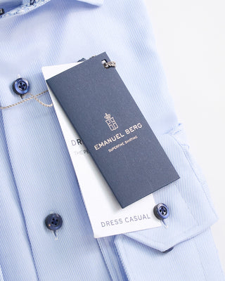 Emanuel Berg Modern Fit Twill Shirt W Navy Buttons Light Blue  2
