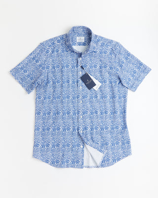 Emanuel Berg Modern Fit 4Flex Ss Floral Print Shirt Blue 1
