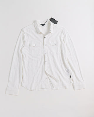 John Varvatos Arvon Long Sleeve Vintage Wash Slub Knit Western Shirt White 1