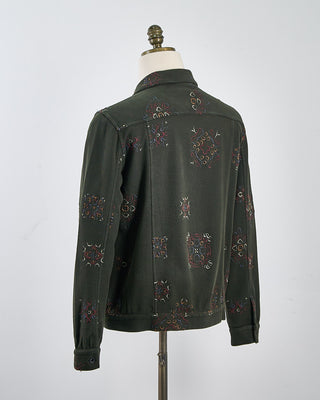 John Varvatos Anthony Trucker Jacket With Embroidery Moss 1613