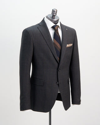 Tagliatore Super 130s Virgin Wool Grey And Blue Check Suit Grey