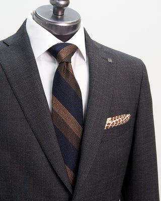Tagliatore Super 130s Virgin Wool Grey And Blue Check Suit Grey  1