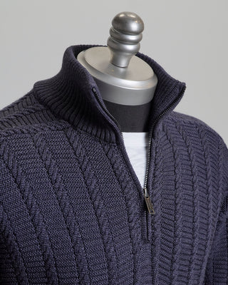 Phil Petter Quarter Zip High Texture Sweater Gunmetal  1