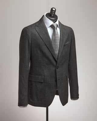 Tagliatore Black Brown And Grey Mini Houndstooth Soft Suit Grey  Black