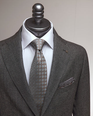 Tagliatore Black Brown And Grey Mini Houndstooth Soft Suit Grey  Black  1