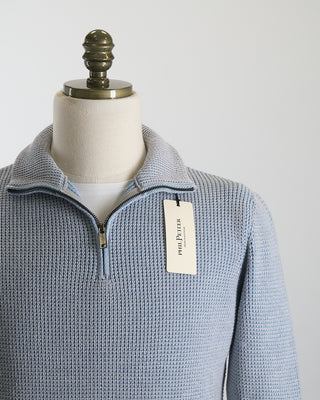 Phil Petter Quarter Zip Waffleknit Alpine Sweater Light Blue 2624
