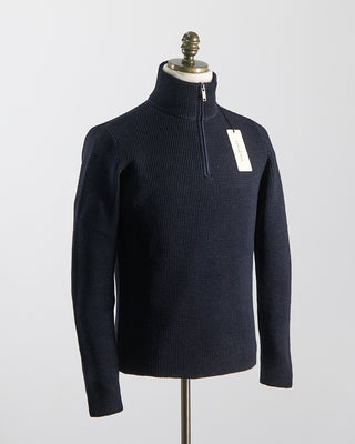 Phil Petter Quarter Zip Waffleknit Alpine Sweater Navy 1859