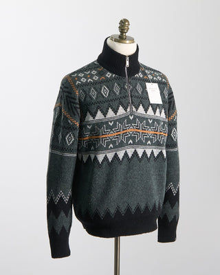 Phil Petter Quarter Zip Aprรจs Ski Fairisle Sweater Green 1852