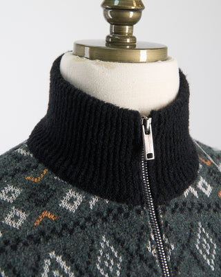 Phil Petter Quarter Zip Aprรจs Ski Fairisle Sweater Green 1854