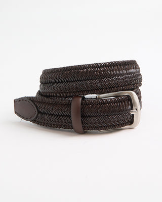 Veneta Cinture Tiger Stripe Stretch Leather Braided Belt Brown 1