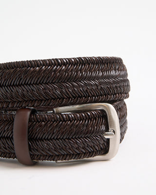 Veneta Cinture Tiger Stripe Stretch Leather Braided Belt Brown 1 1