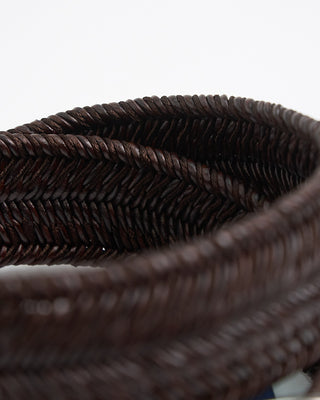 Veneta Cinture Tiger Stripe Stretch Leather Braided Belt Brown 1 2