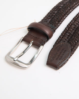 Veneta Cinture Tiger Stripe Stretch Leather Braided Belt Brown 1 4