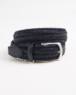 Veneta Cinture Tiger Stripe Stretch Leather Braided Belt Blue 1 1