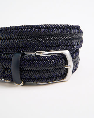 Veneta Cinture Tiger Stripe Stretch Leather Braided Belt Blue 1 2