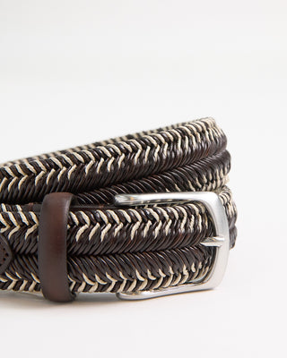 Veneta Cinture Tiger Stripe Stretch Leather Braided Belt Tan  Brown 1 1