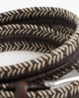 Veneta Cinture Tiger Stripe Stretch Leather Braided Belt Tan  Brown 1 2