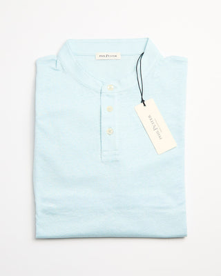 Phil Petter 3 Button Banded Collar Linen Henley Seafoam 1 119