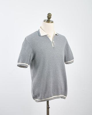 Phil Petter Cotton Boucle Pique Tipped Polo Shirt Denim 1760