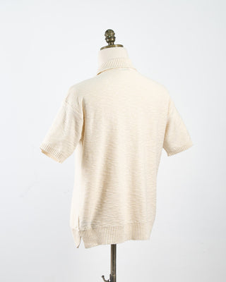 Phil Petter Relaxed Fit Cotton  Linen Ribbed Collar Polo Cream 1740
