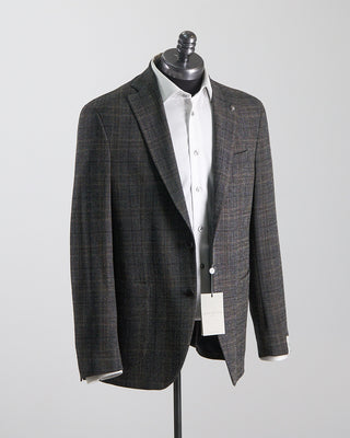 Jack Victor Hampton Fit Comfortwear Stretch Wool Knit Tonal Check Sport Jacket Black  Brown 1293