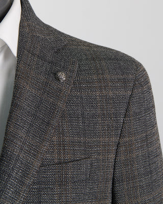 Jack Victor Hampton Fit Comfortwear Stretch Wool Knit Tonal Check Sport Jacket Black  Brown 1296