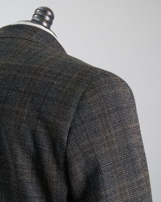 Jack Victor Hampton Fit Comfortwear Stretch Wool Knit Tonal Check Sport Jacket Black  Brown 1299
