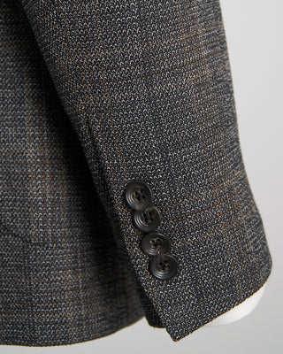 Jack Victor Hampton Fit Comfortwear Stretch Wool Knit Tonal Check Sport Jacket Black  Brown 1300