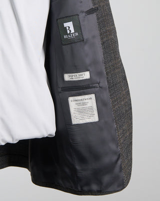 Jack Victor Hampton Fit Comfortwear Stretch Wool Knit Tonal Check Sport Jacket Black  Brown 1302