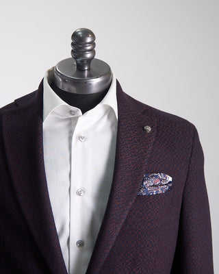 Jack Victor Hampton Fit Comfortwear Stretch Jacquard Wool Knit Sport Jacket Bordeaux 449