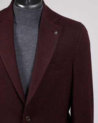 Jack Victor Burgundy Melange Wool Stretch Pique Hampton Sport Jacket Burgundy 6 2262