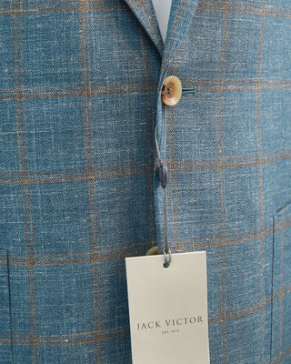 Jack Victor Summertime Comfortwear Check Sport Jacket Turquoise 1 3