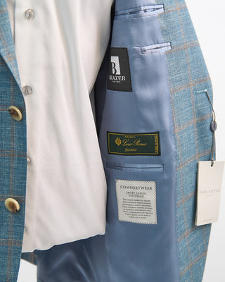 Jack Victor Summertime Comfortwear Check Sport Jacket Turquoise 1 5