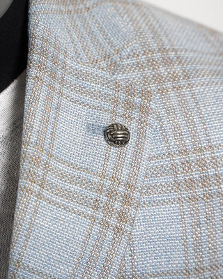 Jack Victor Stretch Wool Blend Tonal Check Soft Jacket Light Blue 11