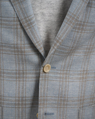 Jack Victor Stretch Wool Blend Tonal Check Soft Jacket Light Blue 12