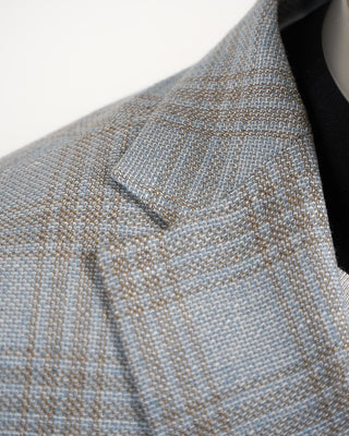 Jack Victor Stretch Wool Blend Tonal Check Soft Jacket Light Blue 13