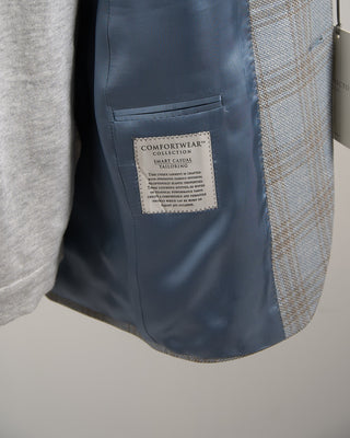 Jack Victor Stretch Wool Blend Tonal Check Soft Jacket Light Blue 14