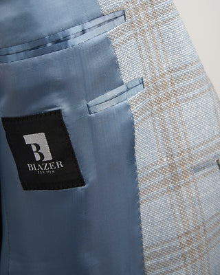 Jack Victor Stretch Wool Blend Tonal Check Soft Jacket Light Blue 15