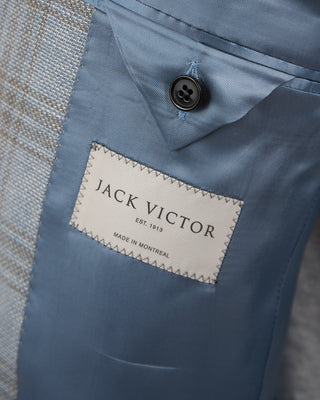 Jack Victor Stretch Wool Blend Tonal Check Soft Jacket Light Blue 16