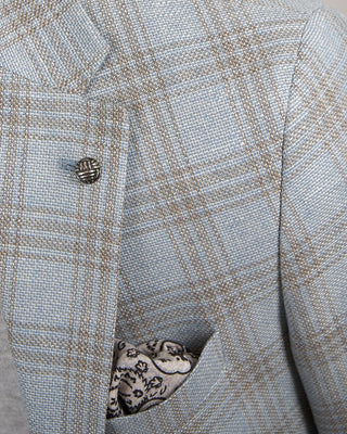 Jack Victor Stretch Wool Blend Tonal Check Soft Jacket Light Blue 17