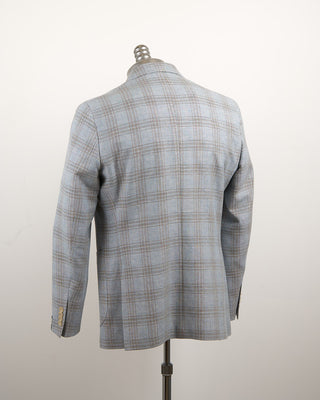 Jack Victor Stretch Wool Blend Tonal Check Soft Jacket Light Blue 9