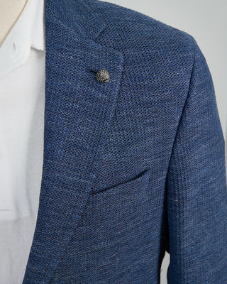 Jack Victor Textured Cotton Jersey Soft Blazer Blue 1406