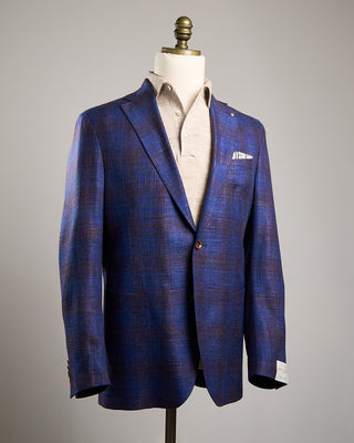 Jack Victor Stretch Summertime Check Hopsack Soft Jacket Indigo 1