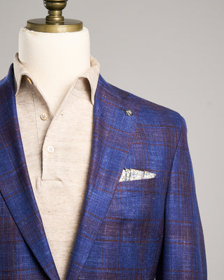 Jack Victor Stretch Summertime Check Hopsack Soft Jacket Indigo 2