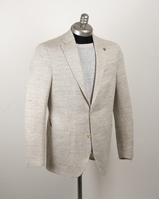 Jack Victor Jersey Houndstooth Stretch Soft Jacket Ivory  Taupe 47