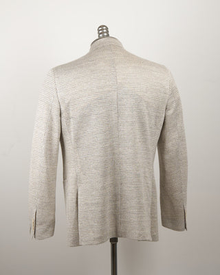 Jack Victor Jersey Houndstooth Stretch Soft Jacket Ivory  Taupe 48