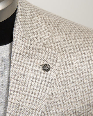 Jack Victor Jersey Houndstooth Stretch Soft Jacket Ivory  Taupe 49