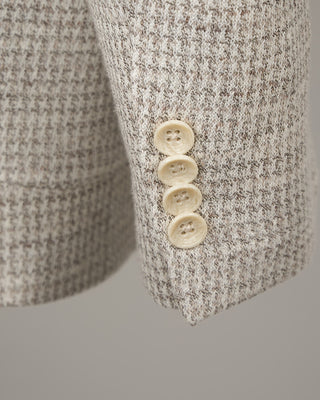 Jack Victor Jersey Houndstooth Stretch Soft Jacket Ivory  Taupe 53