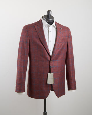 Jack Victor Stretch Summertime Check Hopsack Soft Jacket Red 1289